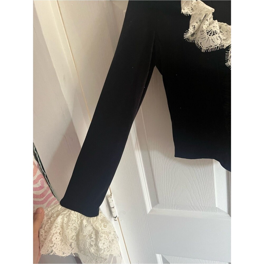 House of CB Top Black Velvet Jacinda Lace Ruffle Long Sleeve Corset size XS - Picture 4 of 10